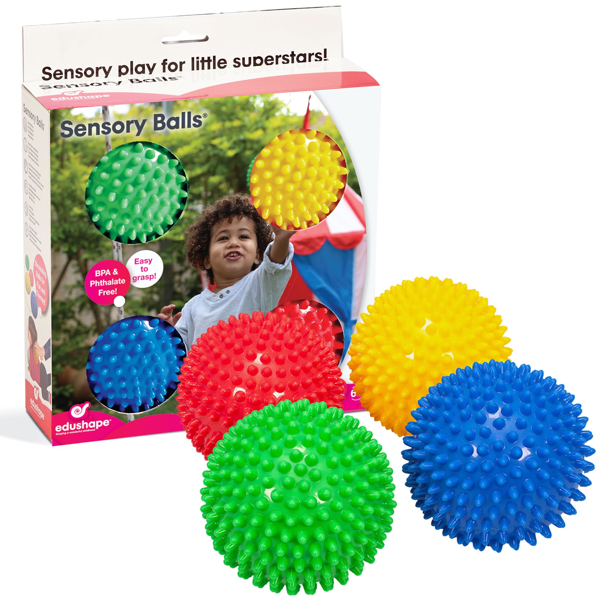 Edushape The Original Sensory Ball for Baby - 7 Baby Ball That Helps  Enhance Gross Motor Skills for Kids Aged 6 Months & Up - Vibrant, Colorful  and