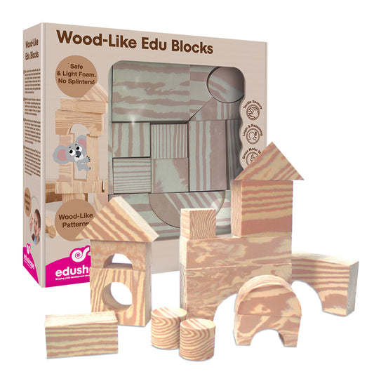 Wood-Like Edu-Blocks, 1 3/8''